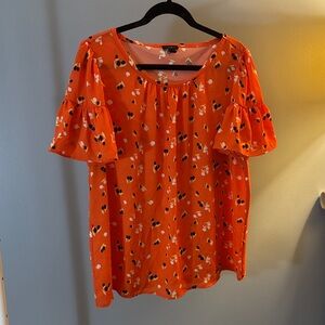Ann Taylor Orange Floral Blouse